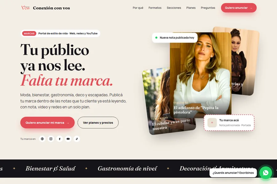 Conexión con Vos — portal de estilo de vida